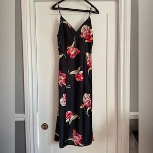 Dynamite VNeck Slip Dress with Slit, Tulip Print